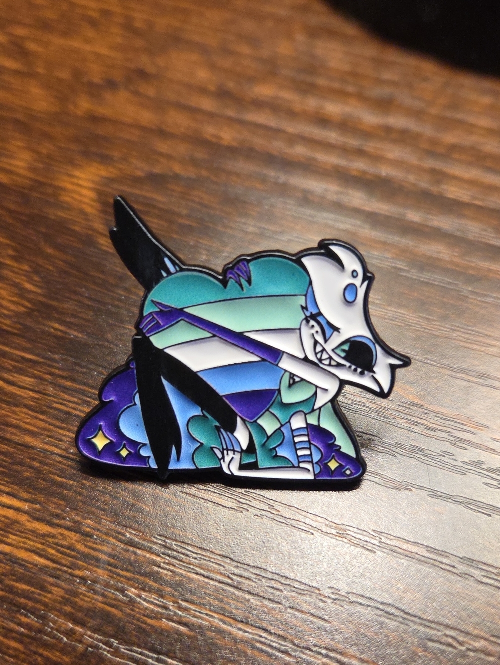 Stylized Blue & Purple Enamel Character Pin